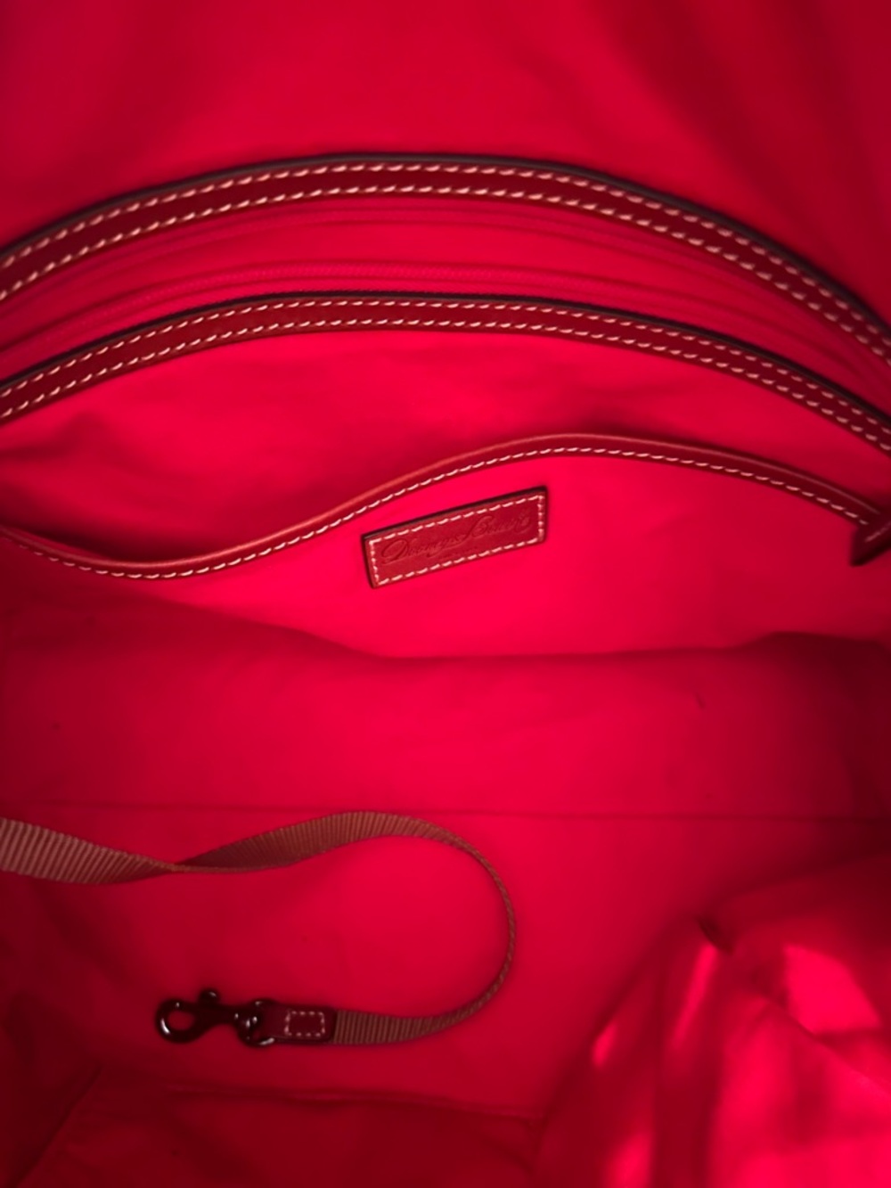 Dooney & Bourke East to West Sac White Leather Shoulder Bag with Brown Trim - Picture 8 of 12